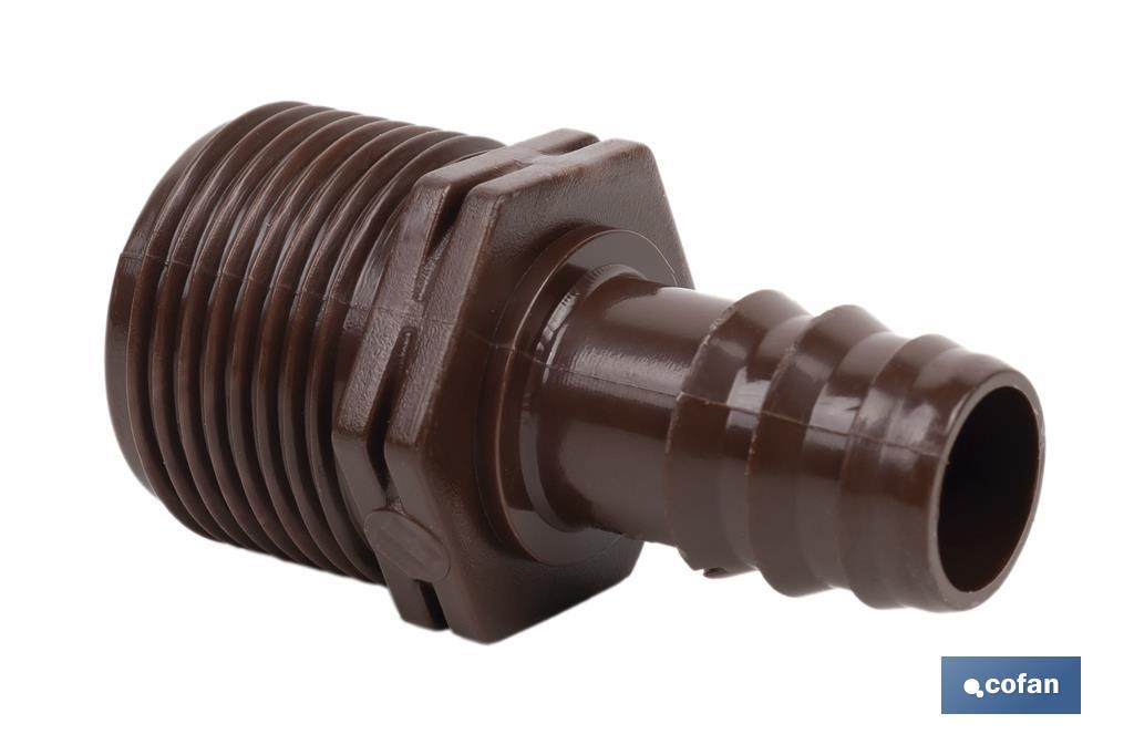 Thread pipe connector | Suitable for drip or sprinkling irrigation system | Thread: 3/4" - Cofan