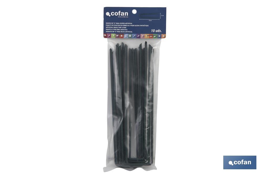 Pack de 10 grapas en "U" para césped artificial - Cofan