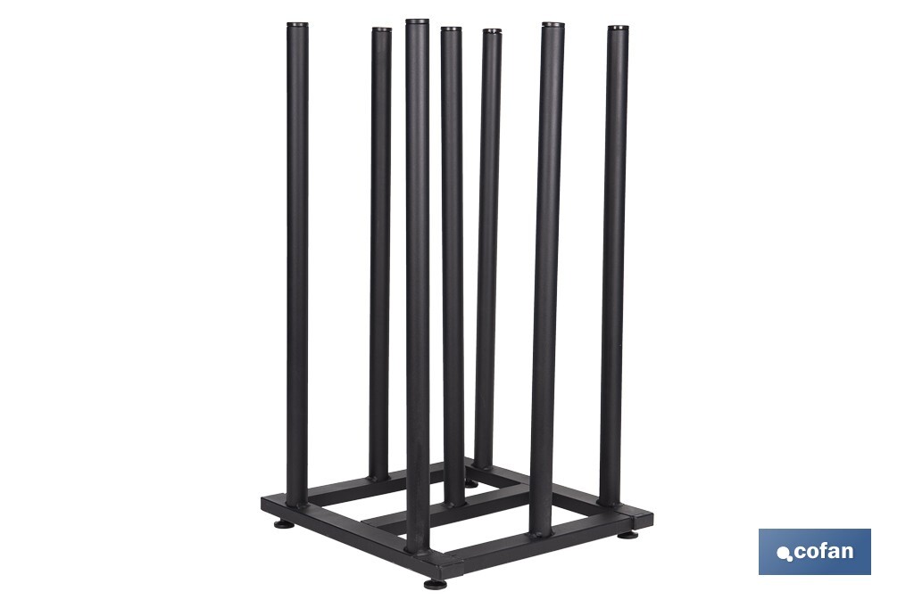 Expositor vertical para 7 rollos de hules | Estructura metálica resistente | Color: negro | Organización eficiente - Cofan