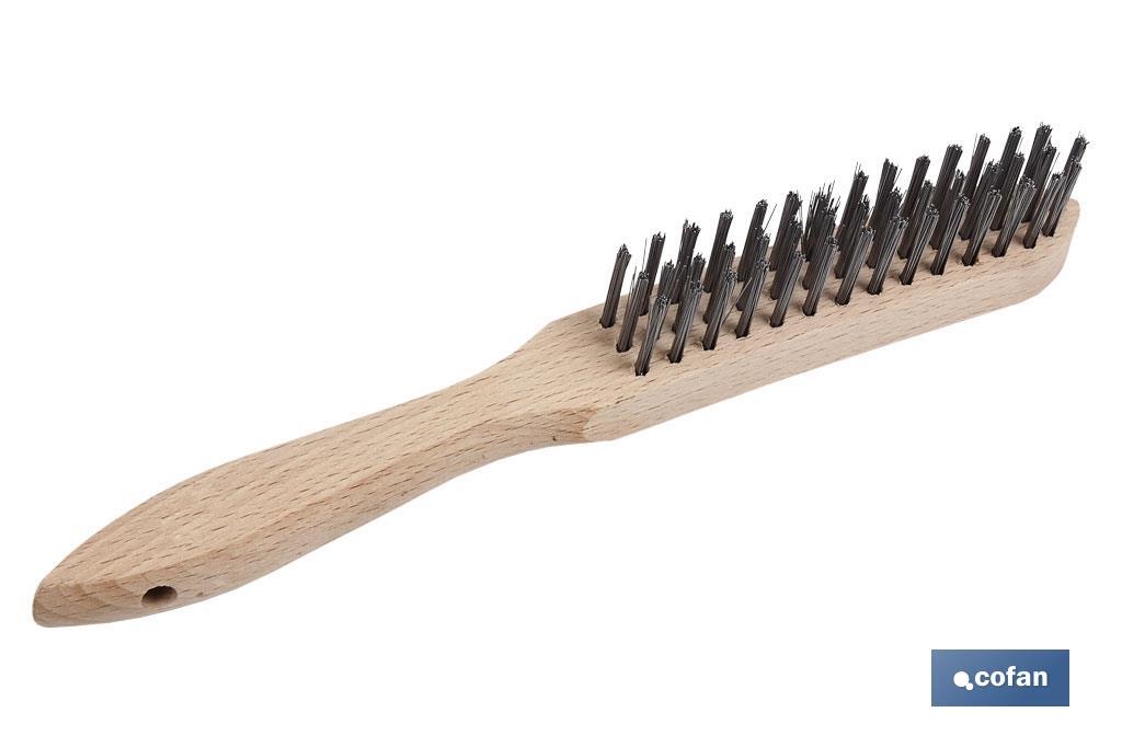 Brosse métallique pour soudures | Plusieurs lignes | Acier avec manche en bois - Cofan