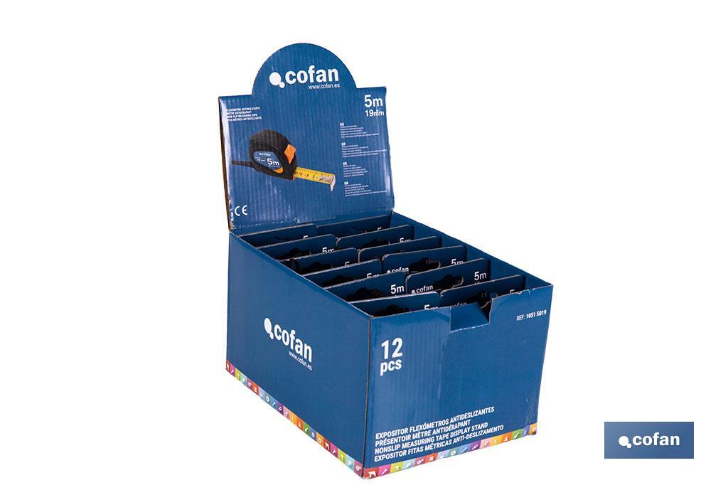Expositor para flexómetros antideslizantes de Cofan | Incluyen los flexómetros | Varias medidas y capacidades - Cofan