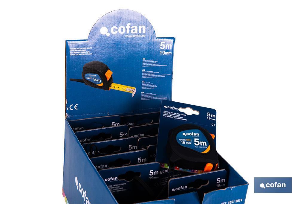 Expositor para flexómetros antideslizantes de Cofan | Incluyen los flexómetros | Varias medidas y capacidades - Cofan
