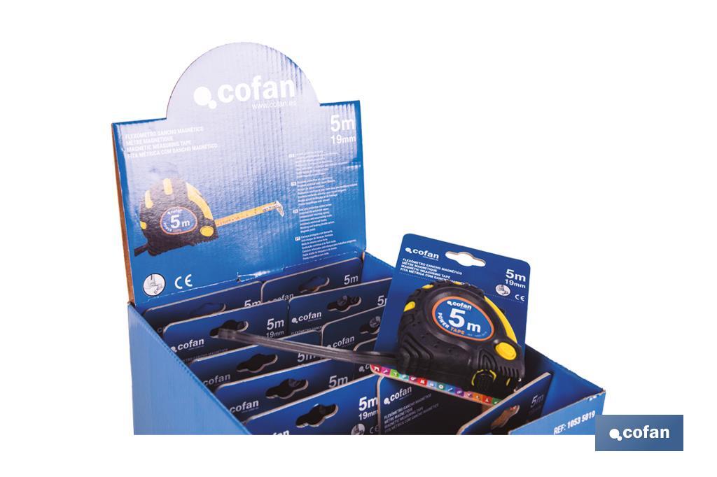 Expositor para flexómetros magnéticos de Cofan | Incluyen los flexómetros | Varias medidas y capacidades - Cofan