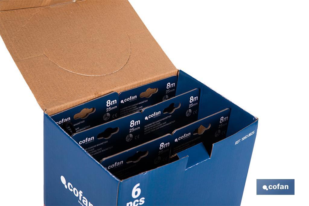 Expositor para flexómetros magnéticos de Cofan | Incluyen los flexómetros | Varias medidas y capacidades - Cofan