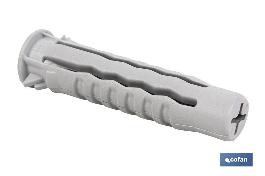 Taco de nylon calidad  PA-6 | Medidas desde Ø 5 hasta Ø 14 mm | Para materiales macizos y perforados - Cofan