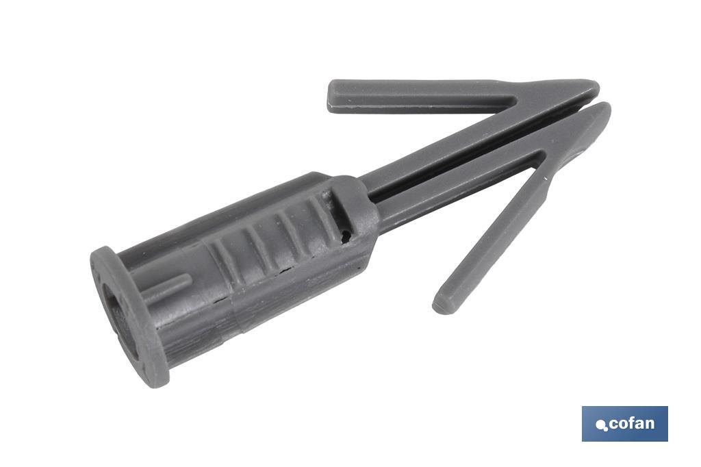 Taco flecha para placas de yeso | Medidas de Ø 6 x 10 mm y  Ø 6 x 17 mm - Cofan