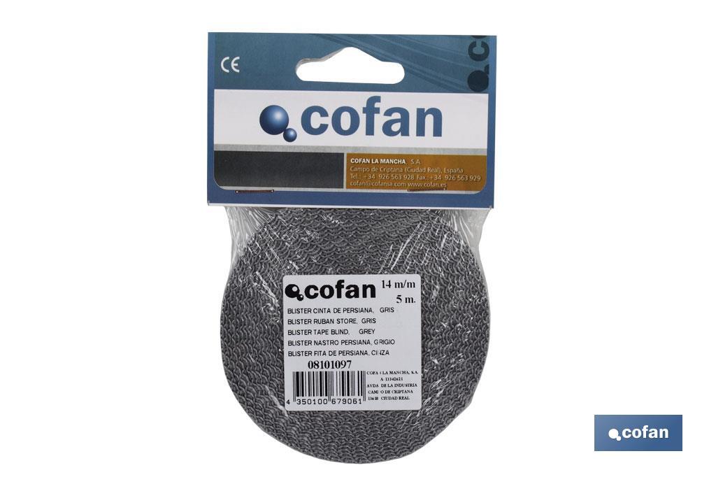 Blister fita persiana 14mm x 5m (cinzento) - Cofan