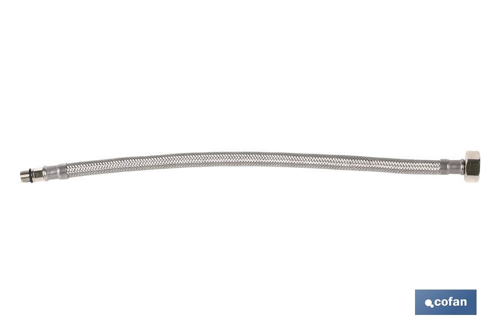 Conexión Flexible | Macho/Hembra | Acero Inoxidable | M 10 x 1 - H 3/8" o H 1/2" | 35 cm de Longitud - Cofan