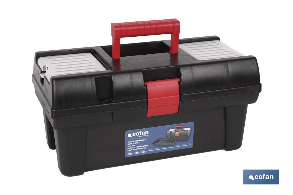 26" plastic tool box | Semi-Professional Model | With an organiser tray and a bottom compartment - Cofan