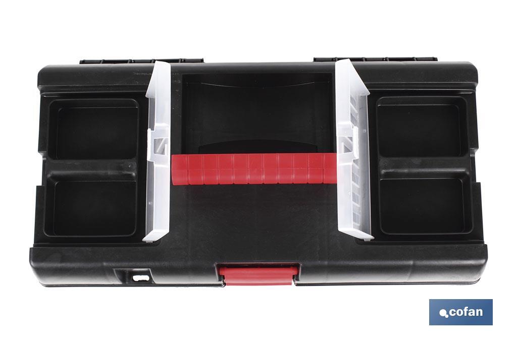 26" plastic tool box | Semi-Professional Model | With an organiser tray and a bottom compartment - Cofan