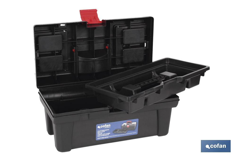 26" plastic tool box | Semi-Professional Model | With an organiser tray and a bottom compartment - Cofan