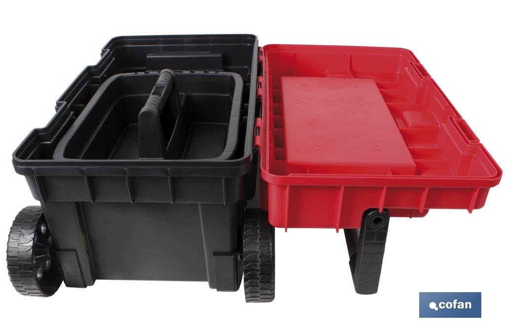 Heavy Duty tool box with two wheels | Deep bottom compartment with high storage capacity - Cofan
