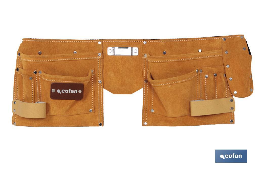 Super tool belt | Cowhide leather | It has 11 pockets - Cofan