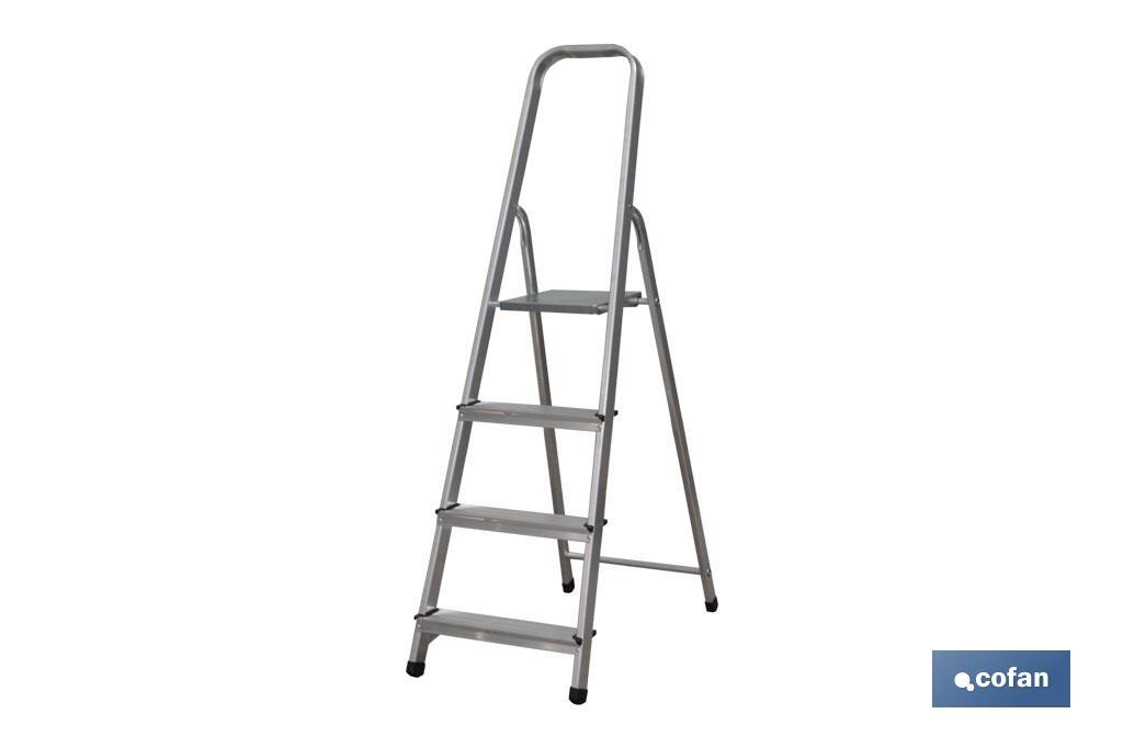 Aluminium ladder available from 2 to 8 steps | Available heights from 0.41 to 2.41 metres | Complies with EN 131 Standard - Cofan