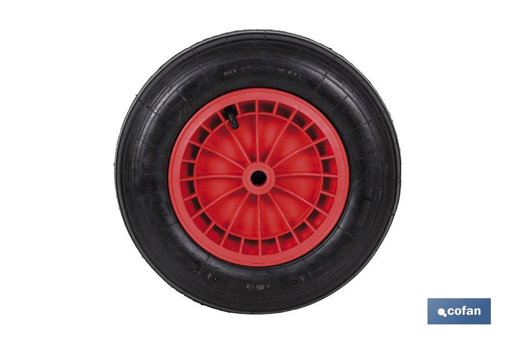 Wheelbarrow wheel with bearing | Manufactured with pneumatic ABS tyre | For loads up to 140kg - Cofan