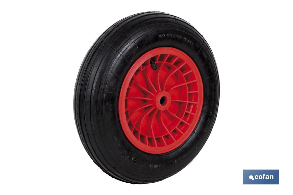 Wheelbarrow wheel with bearing | Manufactured with pneumatic ABS tyre | For loads up to 140kg - Cofan