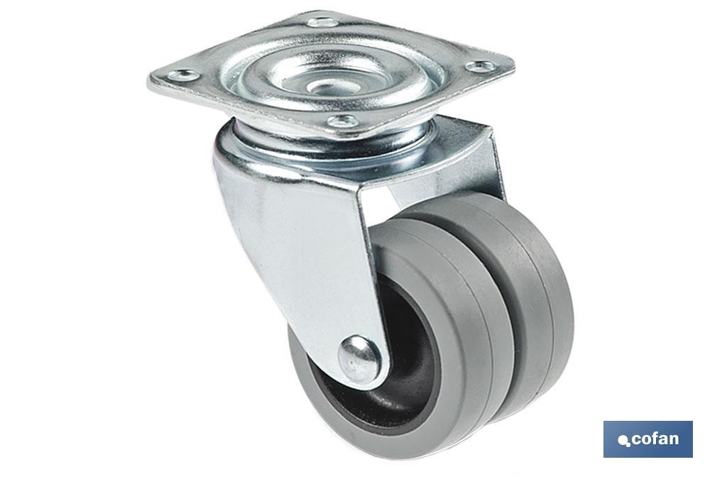 Roda Dupla com Placa Ø50mm - Cofan