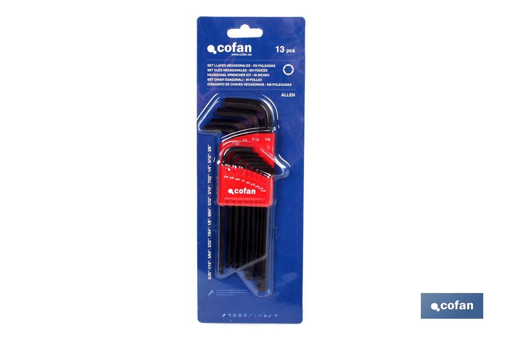 Set de LLaves de Allen de Bola en Pulgadas | 13 piezas | Acero Cromo vanadio - Cofan