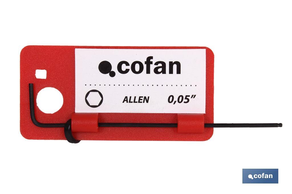 Ball end hex key | Allen key with inch size | Size from 0.05" to 3/8" - Cofan
