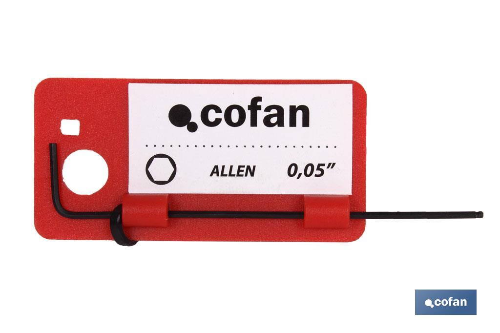 Clé hexagonale en forme de boule | Clé Allen en pouces | Dimensions de 0,05" à 3/8" - Cofan