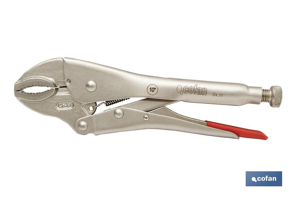 Vice grips with curved jaws | With wire cutter | Available in various lengths: from 4" to 10" - Cofan