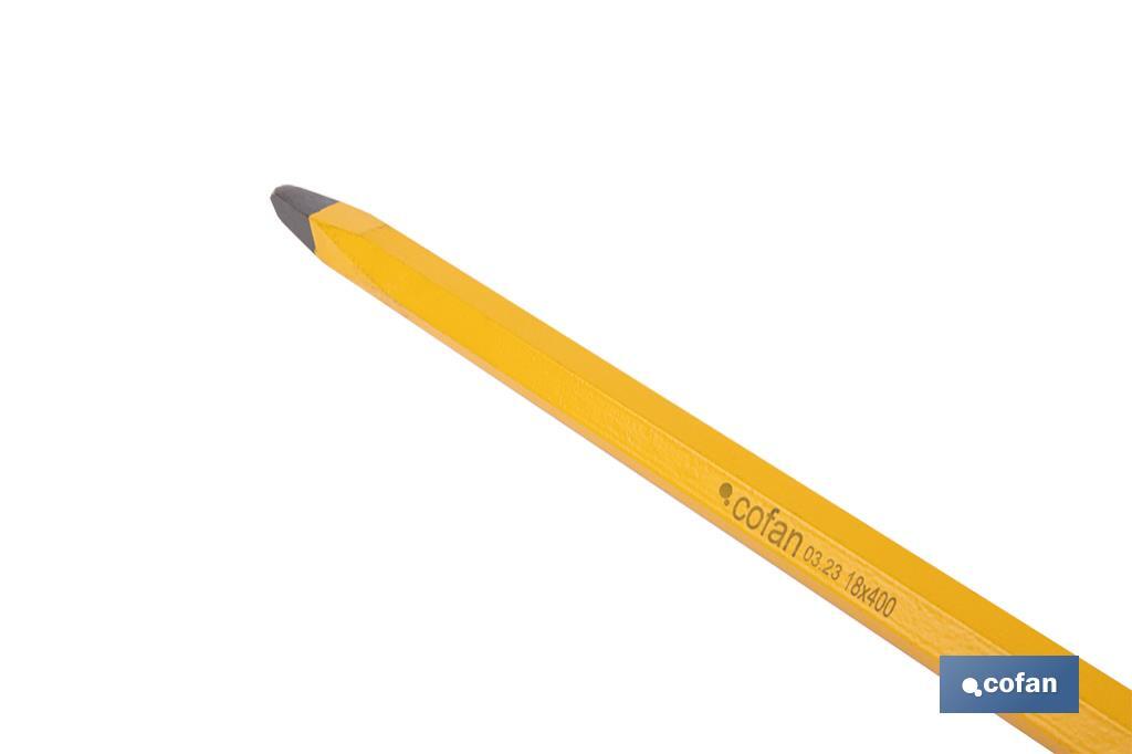 Puntero de construcción sin mango protector | Medidas desde 16 x 200 mm hasta 20 x 500 mm - Cofan