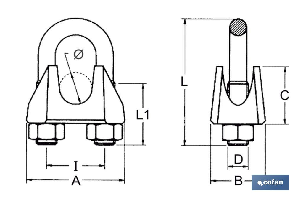 DIN-741-Drahtseilklemme INOX A-2 - Cofan