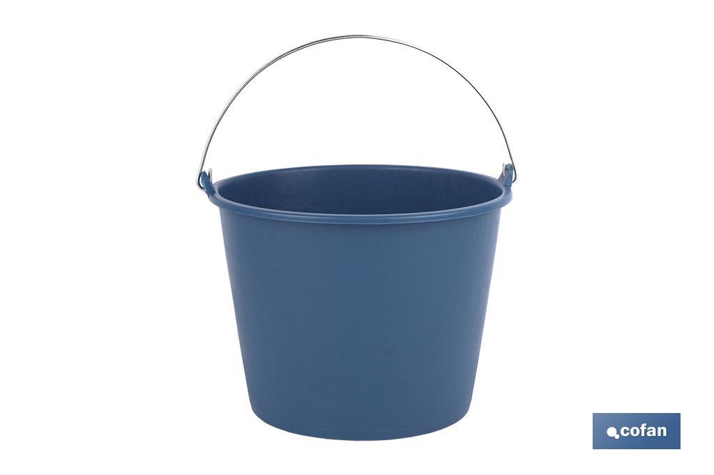 Secchio di plastica | Manico di metallo | Capacità: 6, 8, 12 o 16 L | Colore: blu | Secchio multiuso per la casa - Cofan