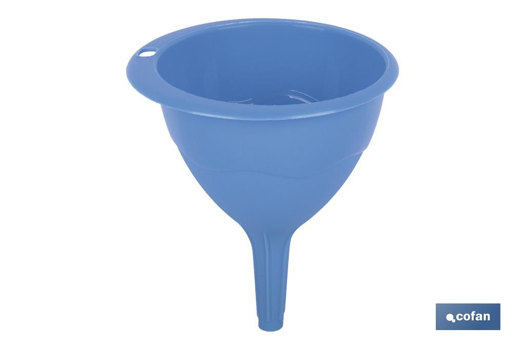 Funil de plástico | Disponível em azul com certificado alimentar | Diferentes Medidas - Cofan