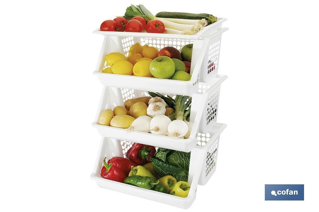 3-tier vegetable rack | White | Size: 62 x 39 x 32cm - Cofan