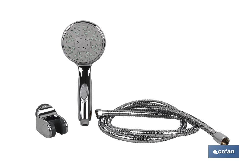 Shower kit | 5 Spray modes | Hand-held shower head + Shower hose + Bracket | Chrome-plated ABS - Cofan