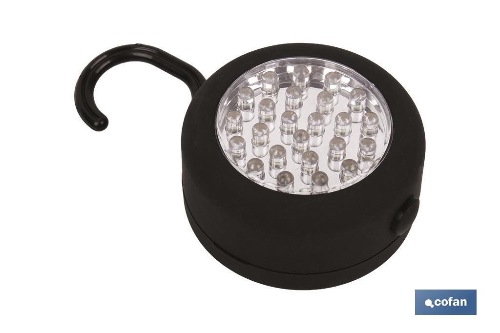 LAMPADA TONDA 24 LED, MAGNETE /GANCIO - Cofan