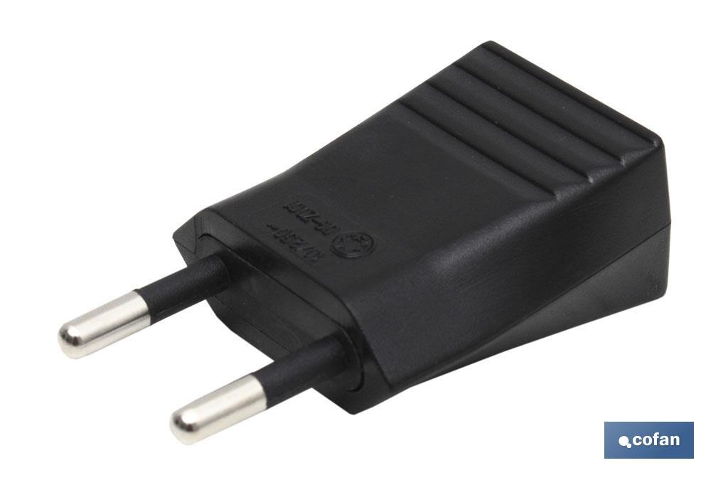 Two-pole plug | 10A - 250V | Black - Cofan