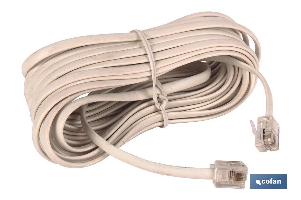 Câble plat pour téléphone | Avec 2 prises de connexion | Longueur du câble de 4,5 m - Cofan