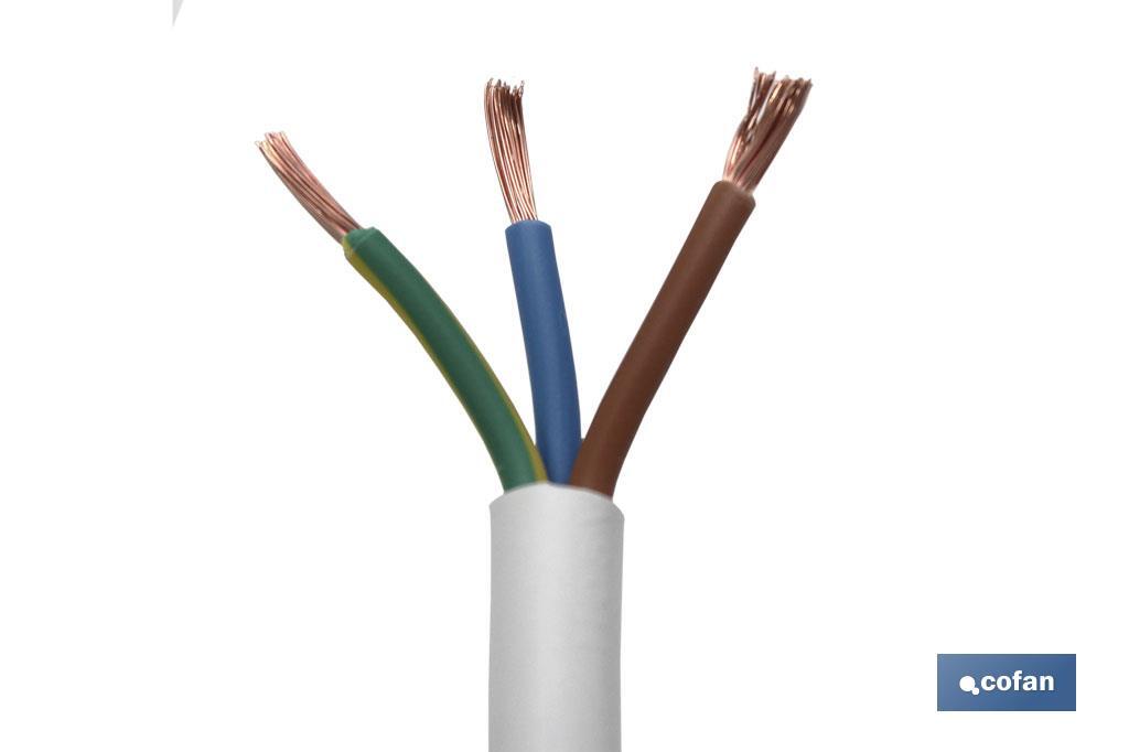 Rollo Cable Eléctrico de 100 m | PVC H05VV-F | Sección 3 x 2,5 mm2 | Color Blanco - Cofan