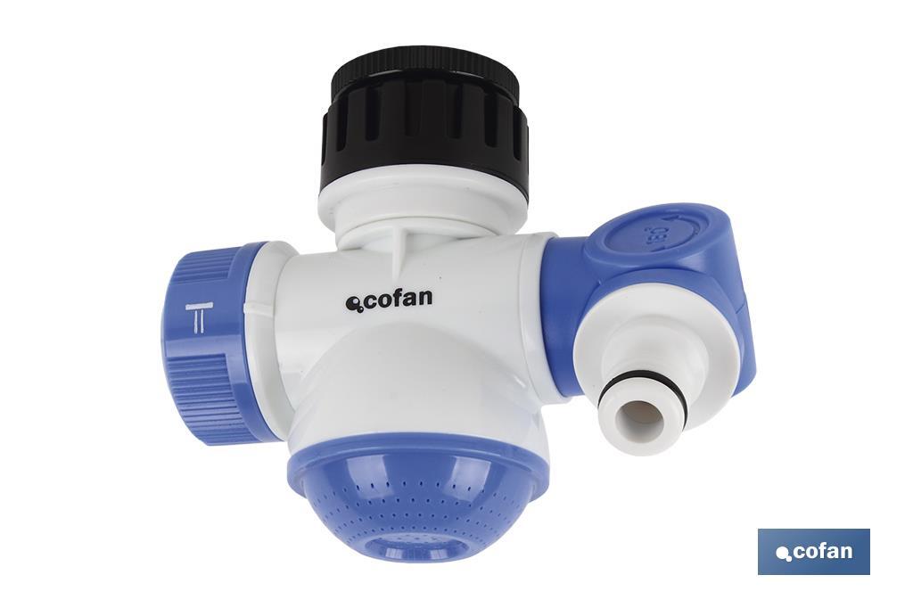 Adaptador de Grifo | Con 3 Funciones de riego | Adaptador para grifo de Manguera - Cofan