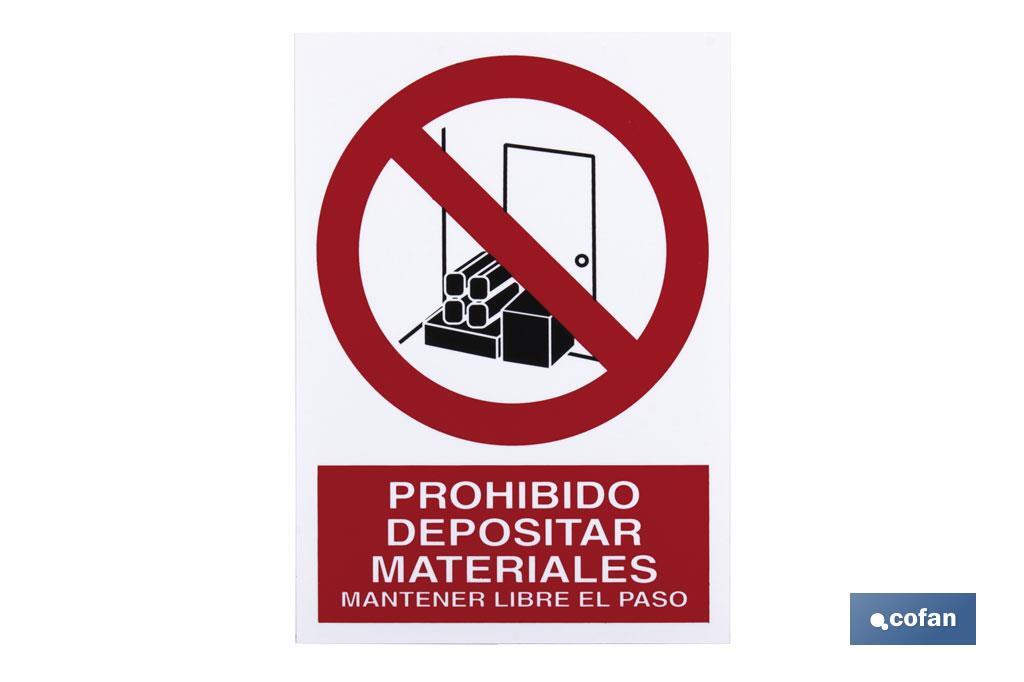Prohibido Depositar materiales - Cofan