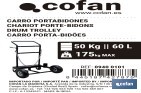 Carro portabidones de acero con ruedas antipinchazo | Cadena de seguridad | Alta resistencia y maniobrabilidad | Adecuado para bidones de 60 litros - Cofan