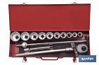 Set of drive sockets | Size: 3/4" | 14 pieces with carry case | Professional quality - Cofan