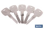 LLAVE EN BRUTO PARA CILINDROS DE SEGURIDAD | COMPATIBLE CON SILCA Y JMA | ACERO NIQUELADO