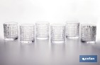 Pack de 6 vasos de agua con relieve | Capacidad: 27,5 cl | Material: vidrio | Color: transparente - Cofan