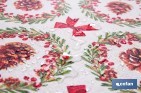 Rollo de mantel resinado antimanchas con lazos y piñas | Materiales: 75 % algodón y 25 % poliéster | Diseño navideño, fácil de limpiar - Cofan