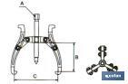 Gear puller with 3 articulated and reversible jaws | Diameter: from 3" to 12" | Opening size from 15-80mm to 50-317mm - Cofan