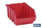 STACKABLE RED STORAGE BIN "SÚPER 5" | WITH ANGLED HOLDER | POLYPROPYLENE