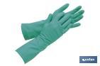 Green nitrile gloves | Cotton flocked lining | Elastic and tough gloves | Comfortable and safe - Cofan