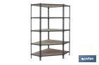Corner shelving unit | Steel | Anthracite | Available with 5 wooden tiers | Size: 1,800 X 900 X 400MM - Cofan