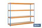 STEEL SHELVING UNIT | BLUE AND ORANGE | AVAILABLE WITH 4 WOODEN TIERS | AVAILABLE IN DIFFERENT SIZES