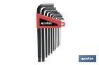 Set of hex keys with ball end | 10 pieces | Size content from 1.5 to 10 - Cofan