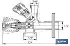 Angle valve 1/2" x 3/4" x 3/8", Combi model - Cofan