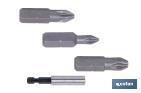 KIT DE PUNTAS DE ATORNILLAR Y ADAPTADOR | CONTENIDO 3 PUNTAS POZI DRIVE Y UN ADAPTADOR | MODELO 1/4" PZ